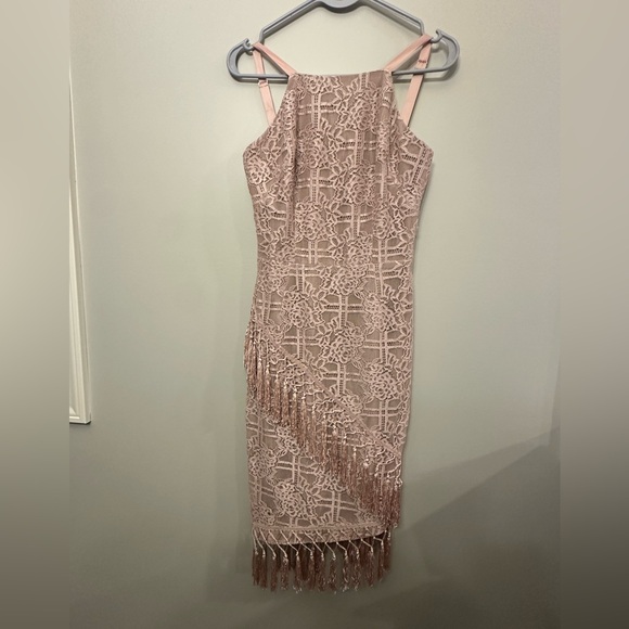 Bronx And Banco Pink Fringe Lace Spaghetti Strap Bodycon Dress Size S -  threedaughtersproperties.com